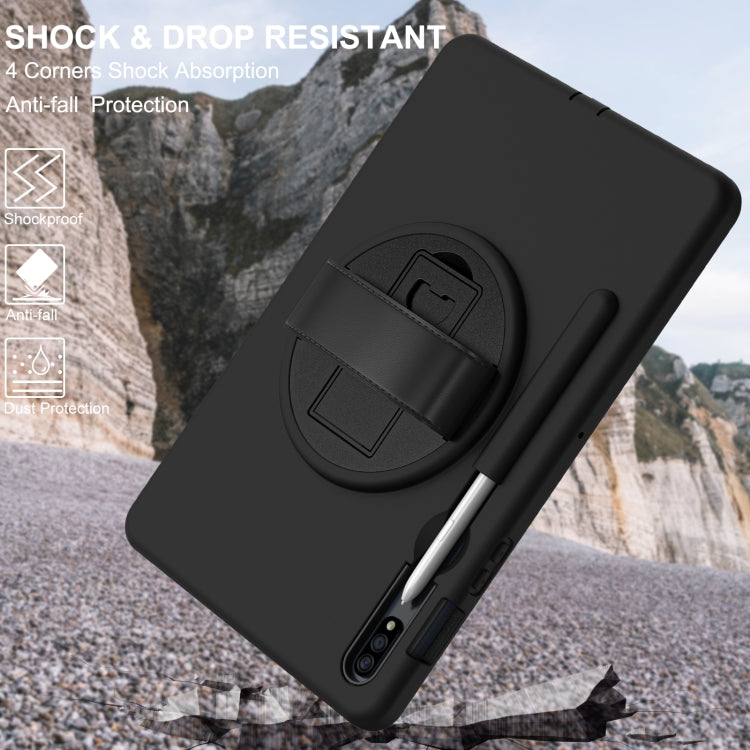 360 Degree Rotation PC + TPU Protective Case with Holder & Hand-strap & Pen Slot For Samsung Galaxy Tab S8 / Galaxy Tab S7 11 inch T870/T875
