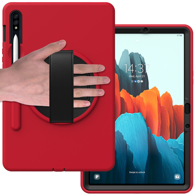360 Degree Rotation PC + TPU Protective Case with Holder & Hand-strap & Pen Slot For Samsung Galaxy Tab S8 / Galaxy Tab S7 11 inch T870/T875