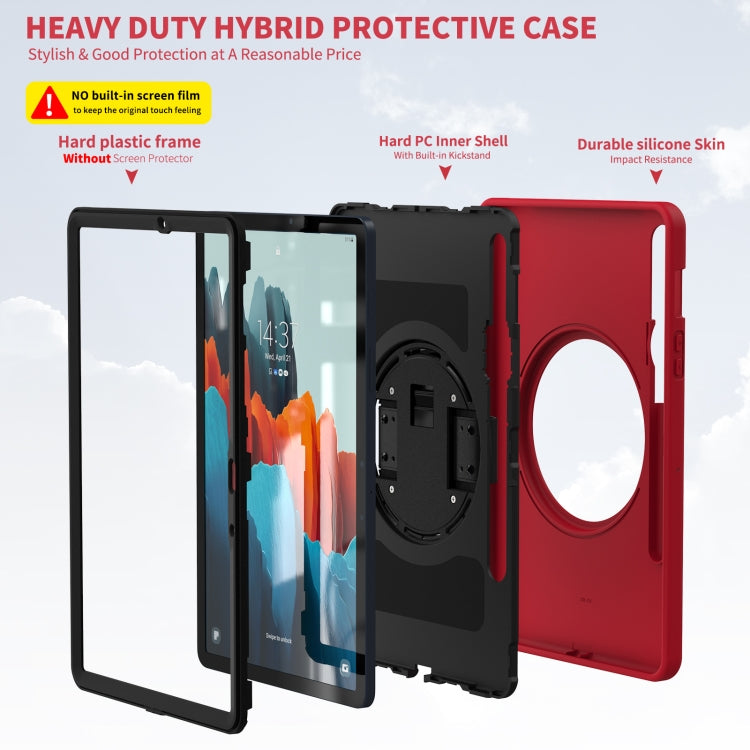 360 Degree Rotation PC + TPU Protective Case with Holder & Hand-strap & Pen Slot For Samsung Galaxy Tab S8 / Galaxy Tab S7 11 inch T870/T875