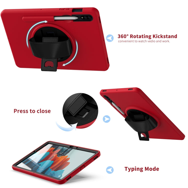 360 Degree Rotation PC + TPU Protective Case with Holder & Hand-strap & Pen Slot For Samsung Galaxy Tab S8 / Galaxy Tab S7 11 inch T870/T875