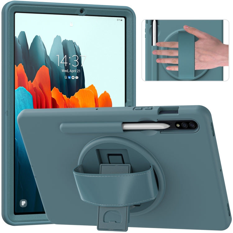 360 Degree Rotation PC + TPU Protective Case with Holder & Hand-strap & Pen Slot For Samsung Galaxy Tab S8 / Galaxy Tab S7 11 inch T870/T875