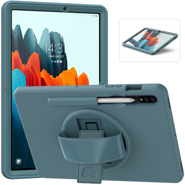 360 Degree Rotation PC + TPU Protective Case with Holder & Hand-strap & Pen Slot For Samsung Galaxy Tab S8 / Galaxy Tab S7 11 inch T870/T875