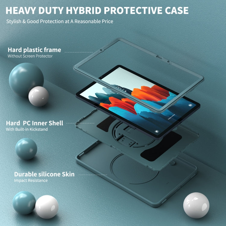 360 Degree Rotation PC + TPU Protective Case with Holder & Hand-strap & Pen Slot For Samsung Galaxy Tab S8 / Galaxy Tab S7 11 inch T870/T875