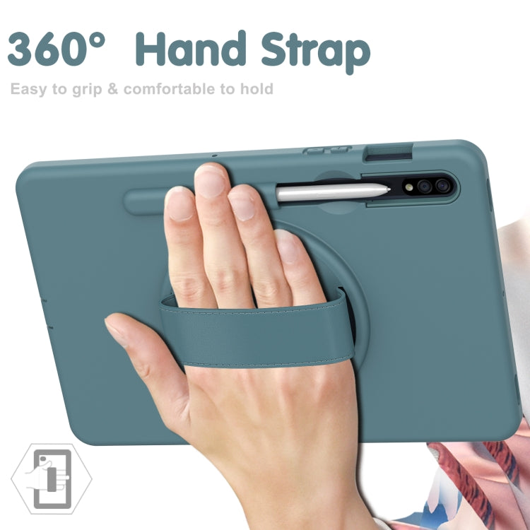 360 Degree Rotation PC + TPU Protective Case with Holder & Hand-strap & Pen Slot For Samsung Galaxy Tab S8 / Galaxy Tab S7 11 inch T870/T875