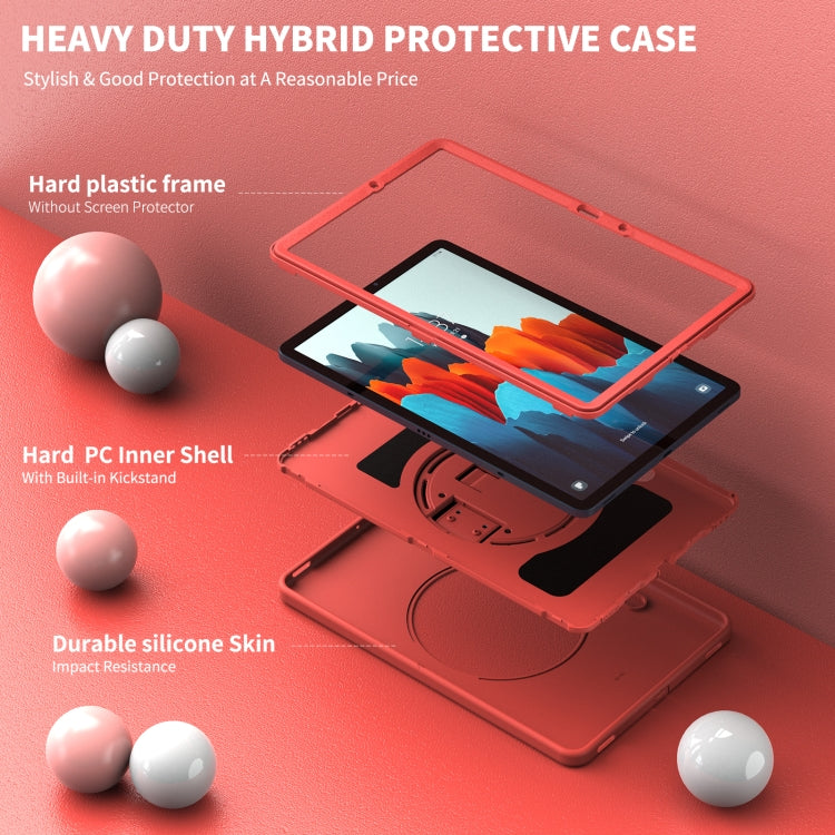 360 Degree Rotation PC + TPU Protective Case with Holder & Hand-strap & Pen Slot For Samsung Galaxy Tab S8 / Galaxy Tab S7 11 inch T870/T875