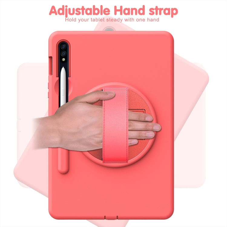 360 Degree Rotation PC + TPU Protective Case with Holder & Hand-strap & Pen Slot For Samsung Galaxy Tab S8 / Galaxy Tab S7 11 inch T870/T875