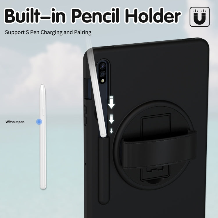 360 Degree Rotation PC + TPU Protective Case with Holder & Hand-strap & Pen Slot For Samsung Galaxy Tab S8 / Galaxy Tab S7 11 inch T870/T875