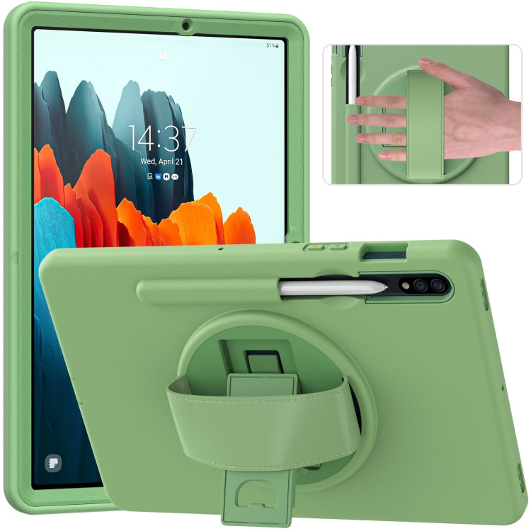 360 Degree Rotation PC + TPU Protective Case with Holder & Hand-strap & Pen Slot For Samsung Galaxy Tab S8 / Galaxy Tab S7 11 inch T870/T875
