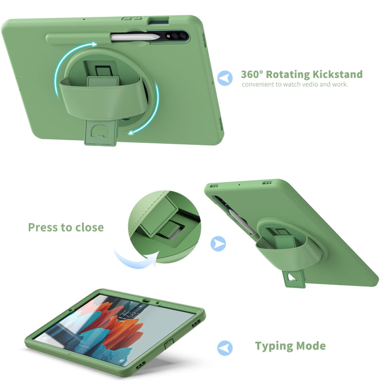 360 Degree Rotation PC + TPU Protective Case with Holder & Hand-strap & Pen Slot For Samsung Galaxy Tab S8 / Galaxy Tab S7 11 inch T870/T875