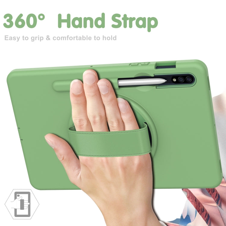 360 Degree Rotation PC + TPU Protective Case with Holder & Hand-strap & Pen Slot For Samsung Galaxy Tab S8 / Galaxy Tab S7 11 inch T870/T875