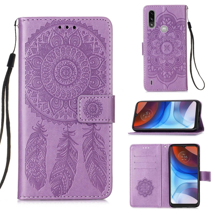 For Motorola Moto E7 Power Dream Catcher Printing Horizontal Flip Leather Case with Holder & Card Slots & Wallet & Lanyard