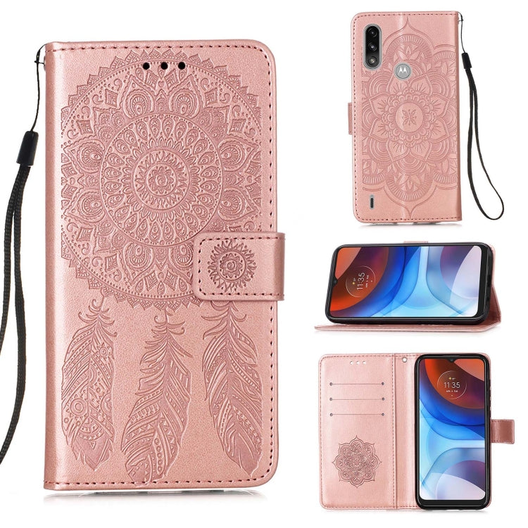 For Motorola Moto E7 Power Dream Catcher Printing Horizontal Flip Leather Case with Holder & Card Slots & Wallet & Lanyard