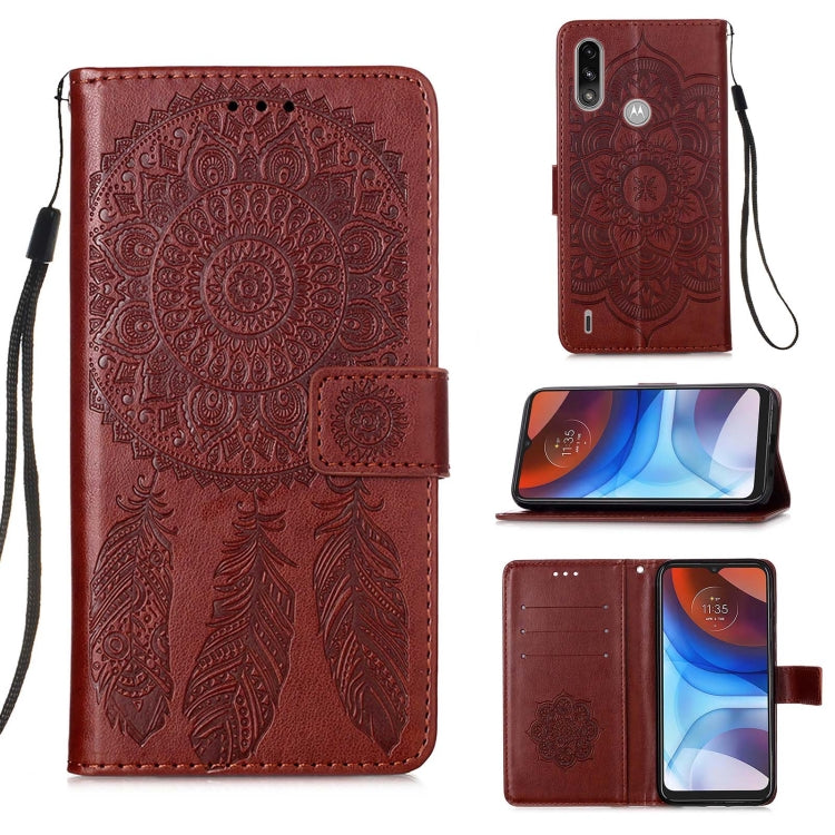 For Motorola Moto E7 Power Dream Catcher Printing Horizontal Flip Leather Case with Holder & Card Slots & Wallet & Lanyard