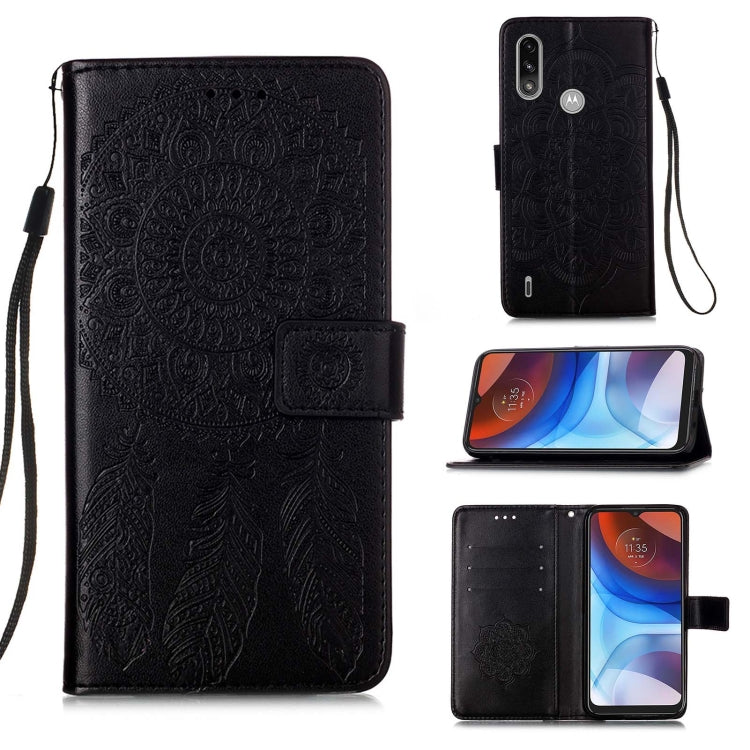 For Motorola Moto E7 Power Dream Catcher Printing Horizontal Flip Leather Case with Holder & Card Slots & Wallet & Lanyard