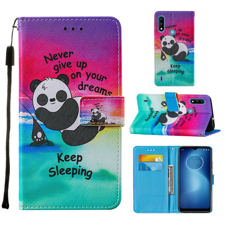 For Motorola Moto E7 Power Cross Texture Painting Pattern Horizontal Flip Leather Case with Holder & Card Slots & Wallet & Lanyard