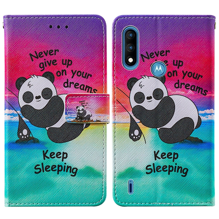 For Motorola Moto E7 Power Cross Texture Painting Pattern Horizontal Flip Leather Case with Holder & Card Slots & Wallet & Lanyard