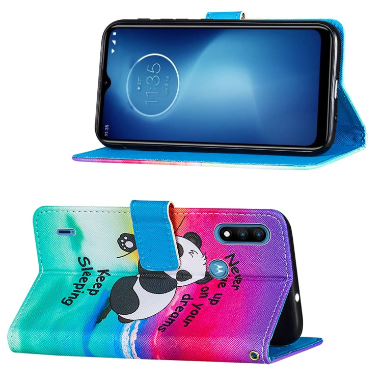For Motorola Moto E7 Power Cross Texture Painting Pattern Horizontal Flip Leather Case with Holder & Card Slots & Wallet & Lanyard
