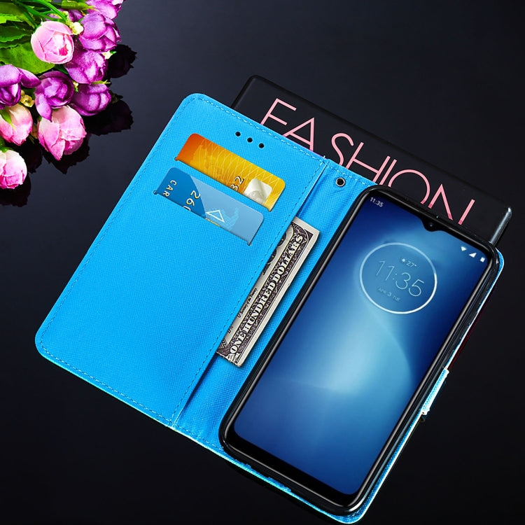 For Motorola Moto E7 Power Cross Texture Painting Pattern Horizontal Flip Leather Case with Holder & Card Slots & Wallet & Lanyard