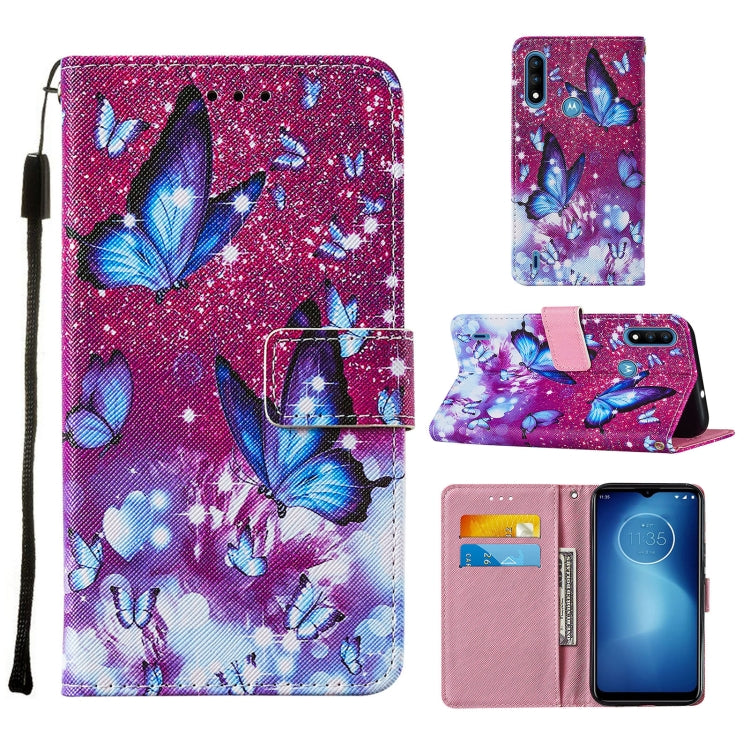 For Motorola Moto E7 Power Cross Texture Painting Pattern Horizontal Flip Leather Case with Holder & Card Slots & Wallet & Lanyard