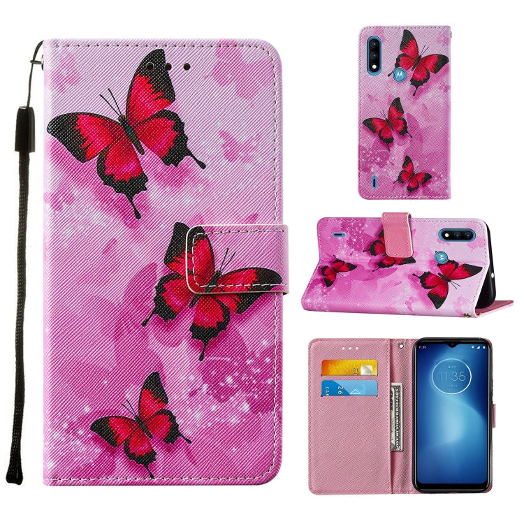 For Motorola Moto E7 Power Cross Texture Painting Pattern Horizontal Flip Leather Case with Holder & Card Slots & Wallet & Lanyard