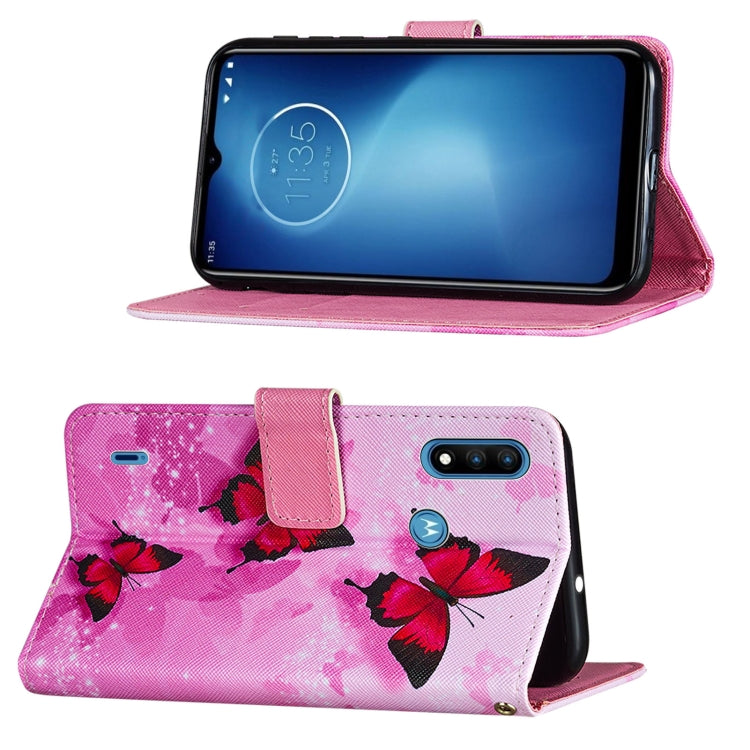 For Motorola Moto E7 Power Cross Texture Painting Pattern Horizontal Flip Leather Case with Holder & Card Slots & Wallet & Lanyard
