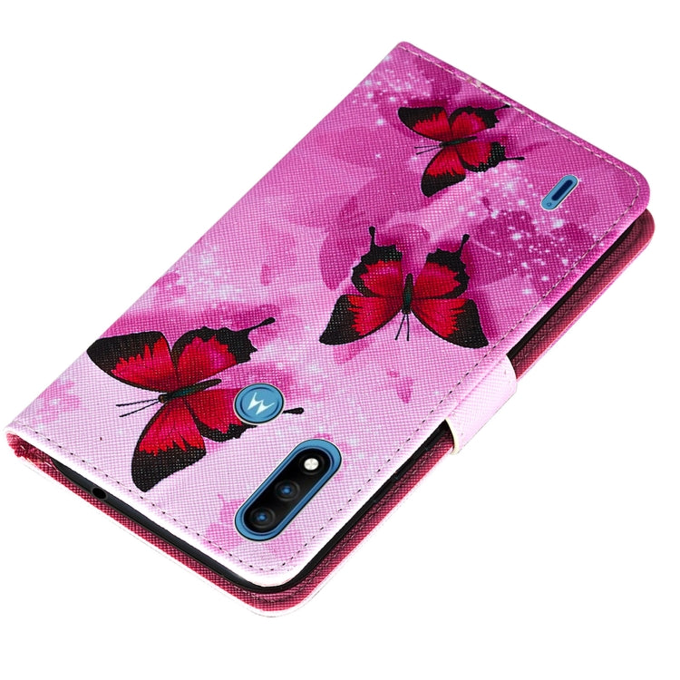 For Motorola Moto E7 Power Cross Texture Painting Pattern Horizontal Flip Leather Case with Holder & Card Slots & Wallet & Lanyard