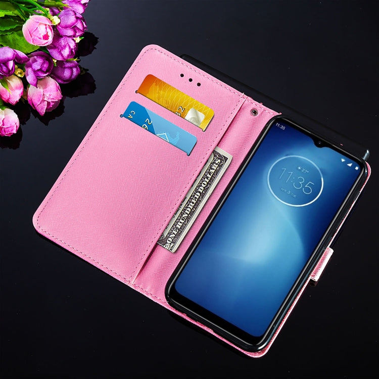 For Motorola Moto E7 Power Cross Texture Painting Pattern Horizontal Flip Leather Case with Holder & Card Slots & Wallet & Lanyard