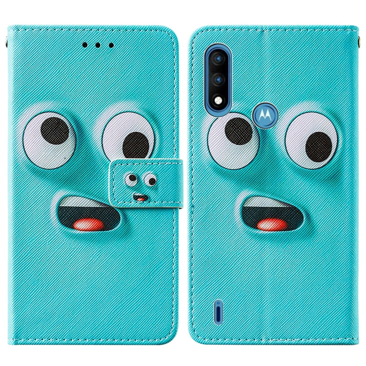 For Motorola Moto E7 Power Cross Texture Painting Pattern Horizontal Flip Leather Case with Holder & Card Slots & Wallet & Lanyard