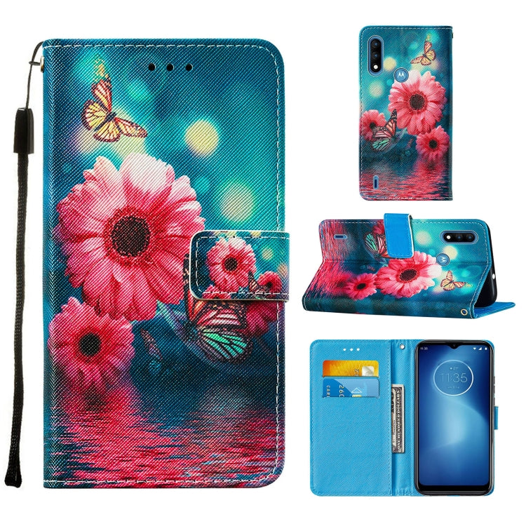For Motorola Moto E7 Power Cross Texture Painting Pattern Horizontal Flip Leather Case with Holder & Card Slots & Wallet & Lanyard