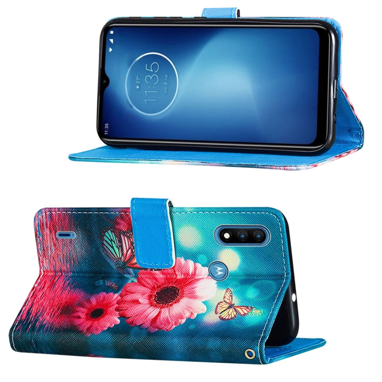 For Motorola Moto E7 Power Cross Texture Painting Pattern Horizontal Flip Leather Case with Holder & Card Slots & Wallet & Lanyard
