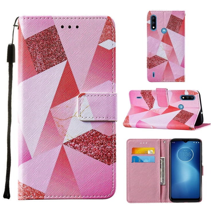 For Motorola Moto E7 Power Cross Texture Painting Pattern Horizontal Flip Leather Case with Holder & Card Slots & Wallet & Lanyard