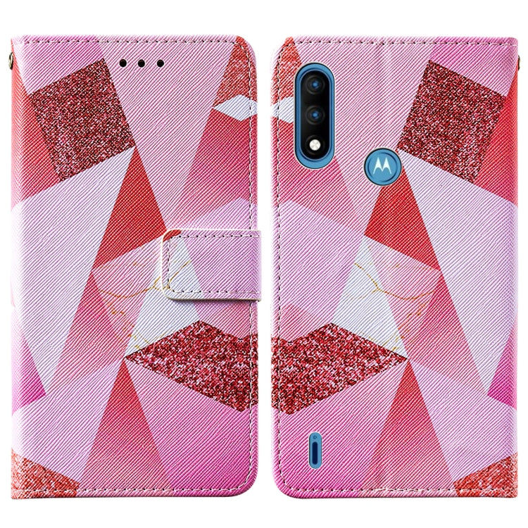 For Motorola Moto E7 Power Cross Texture Painting Pattern Horizontal Flip Leather Case with Holder & Card Slots & Wallet & Lanyard