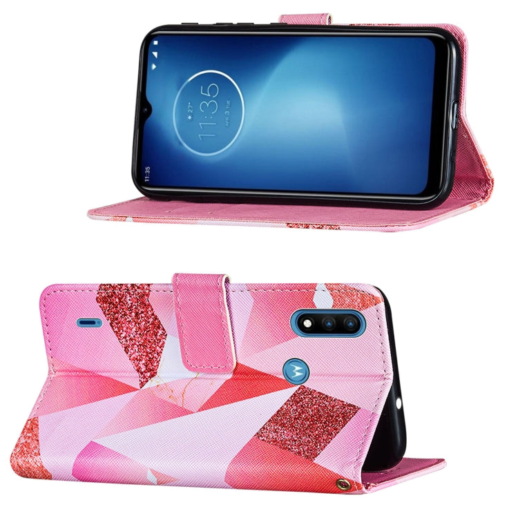 For Motorola Moto E7 Power Cross Texture Painting Pattern Horizontal Flip Leather Case with Holder & Card Slots & Wallet & Lanyard