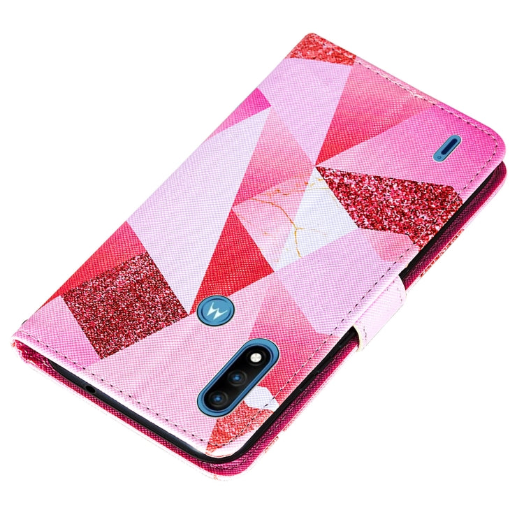 For Motorola Moto E7 Power Cross Texture Painting Pattern Horizontal Flip Leather Case with Holder & Card Slots & Wallet & Lanyard