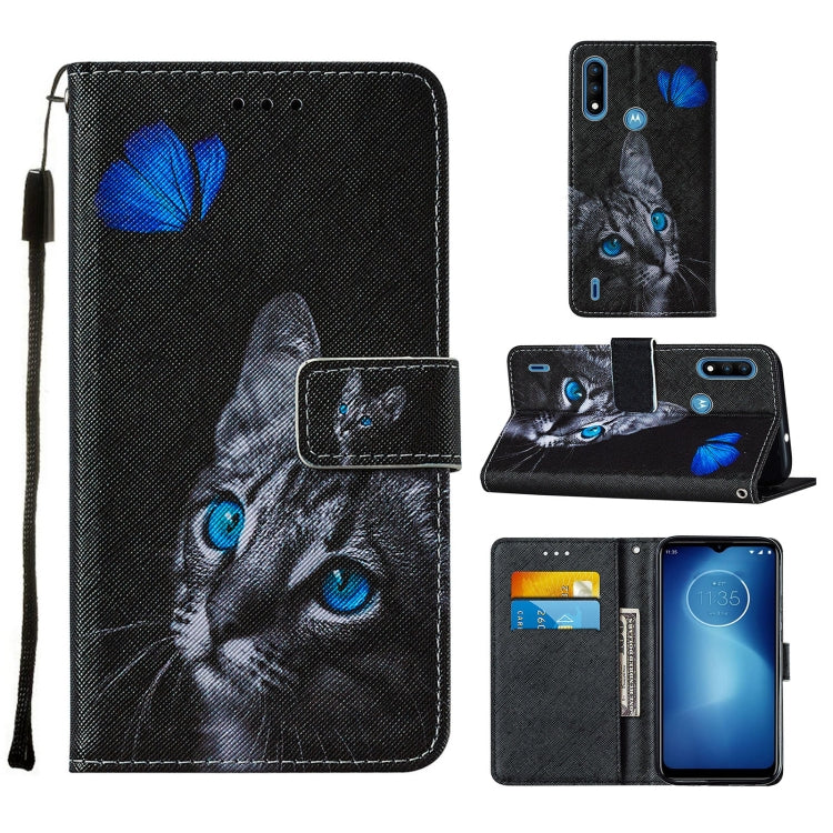 For Motorola Moto E7 Power Cross Texture Painting Pattern Horizontal Flip Leather Case with Holder & Card Slots & Wallet & Lanyard