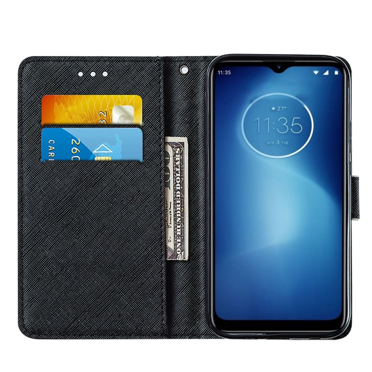 For Motorola Moto E7 Power Cross Texture Painting Pattern Horizontal Flip Leather Case with Holder & Card Slots & Wallet & Lanyard