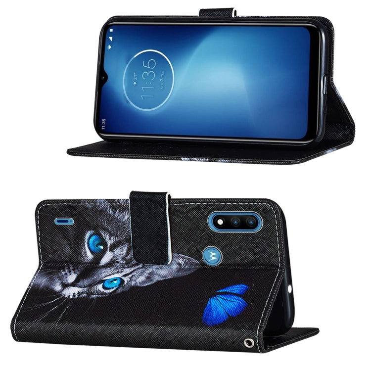 For Motorola Moto E7 Power Cross Texture Painting Pattern Horizontal Flip Leather Case with Holder & Card Slots & Wallet & Lanyard