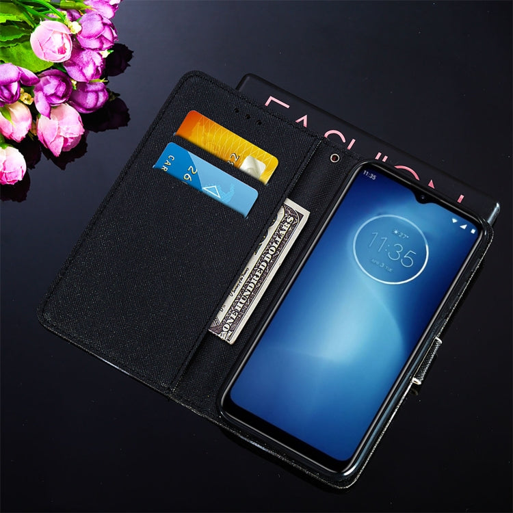 For Motorola Moto E7 Power Cross Texture Painting Pattern Horizontal Flip Leather Case with Holder & Card Slots & Wallet & Lanyard