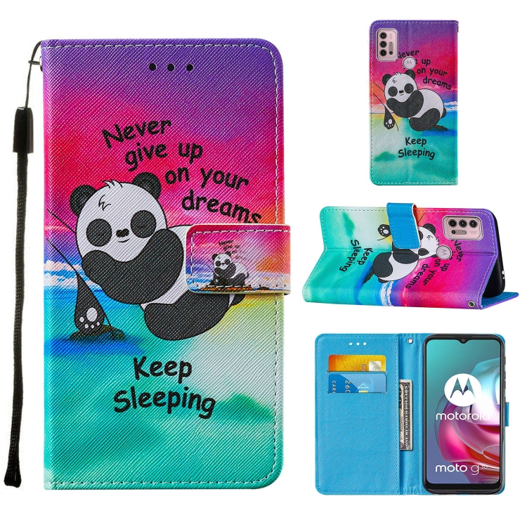 For Motorola Moto G30 / G10 / G10 Power Cross Texture Painting Pattern Horizontal Flip Leather Case with Holder & Card Slots & Wallet & Lanyard