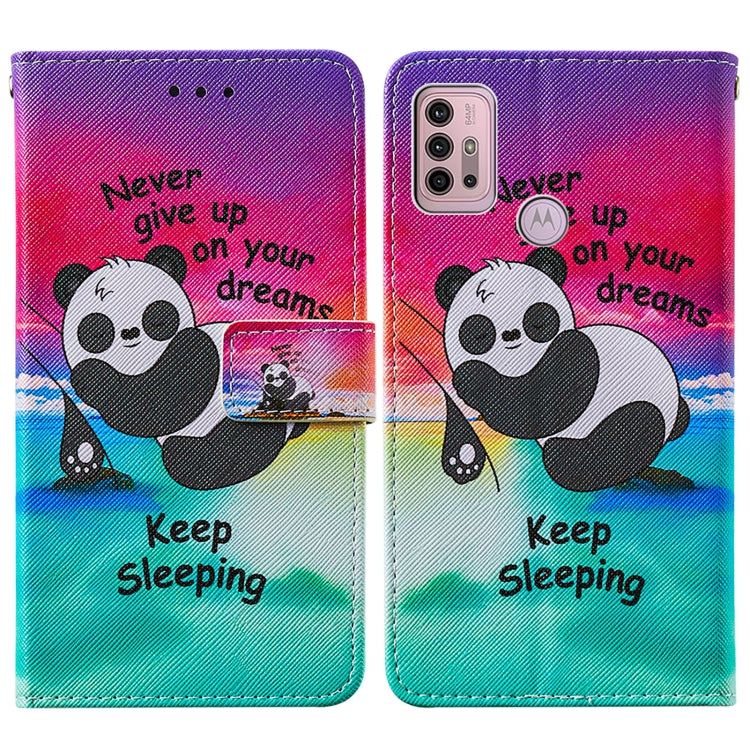 For Motorola Moto G30 / G10 / G10 Power Cross Texture Painting Pattern Horizontal Flip Leather Case with Holder & Card Slots & Wallet & Lanyard