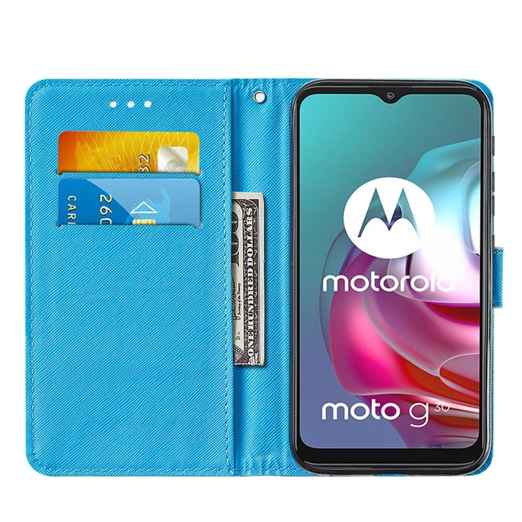 For Motorola Moto G30 / G10 / G10 Power Cross Texture Painting Pattern Horizontal Flip Leather Case with Holder & Card Slots & Wallet & Lanyard