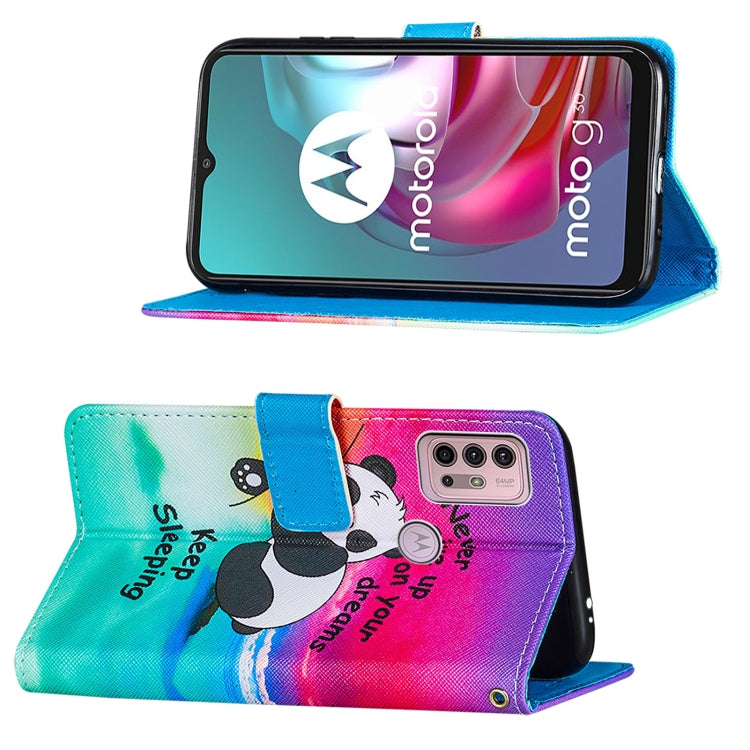 For Motorola Moto G30 / G10 / G10 Power Cross Texture Painting Pattern Horizontal Flip Leather Case with Holder & Card Slots & Wallet & Lanyard