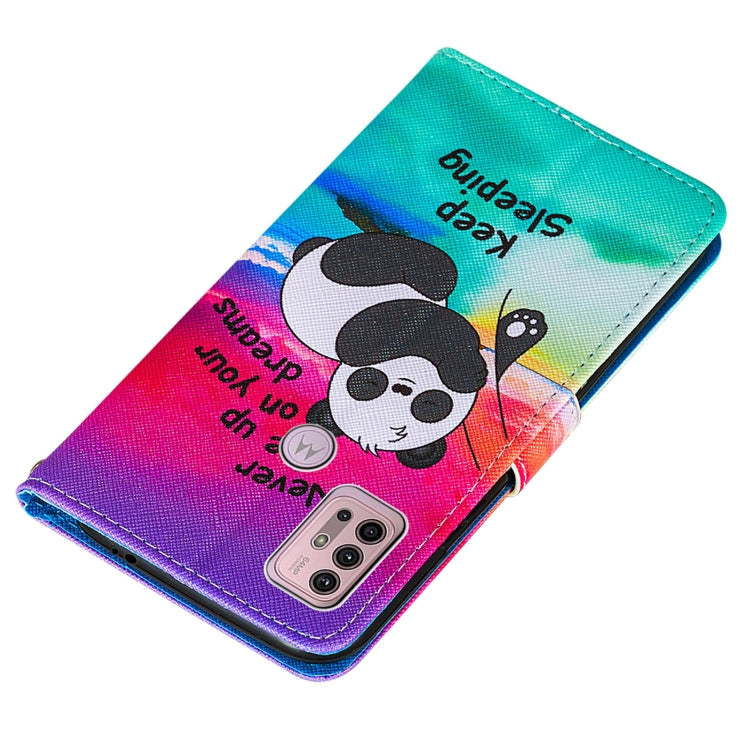 For Motorola Moto G30 / G10 / G10 Power Cross Texture Painting Pattern Horizontal Flip Leather Case with Holder & Card Slots & Wallet & Lanyard