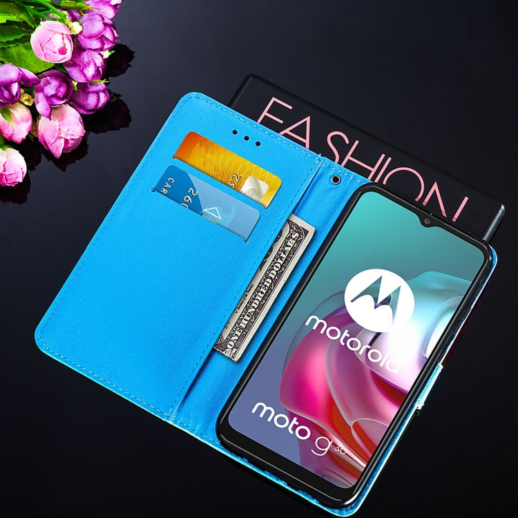 For Motorola Moto G30 / G10 / G10 Power Cross Texture Painting Pattern Horizontal Flip Leather Case with Holder & Card Slots & Wallet & Lanyard