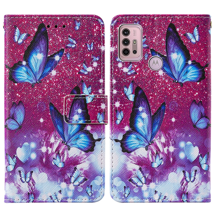 For Motorola Moto G30 / G10 / G10 Power Cross Texture Painting Pattern Horizontal Flip Leather Case with Holder & Card Slots & Wallet & Lanyard