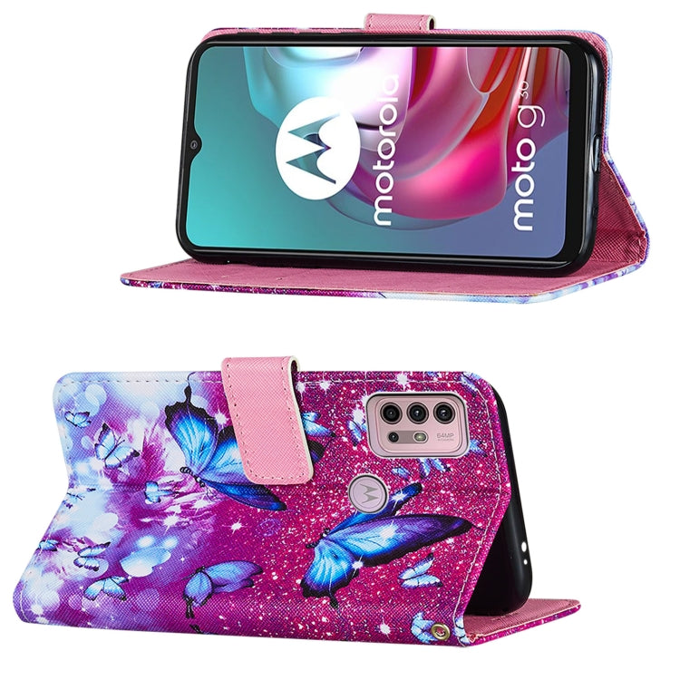 For Motorola Moto G30 / G10 / G10 Power Cross Texture Painting Pattern Horizontal Flip Leather Case with Holder & Card Slots & Wallet & Lanyard