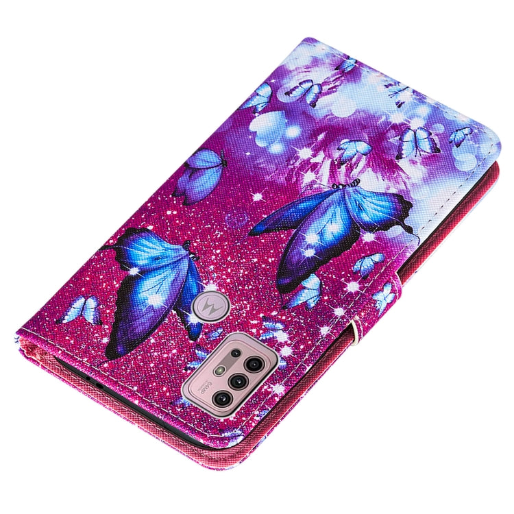 For Motorola Moto G30 / G10 / G10 Power Cross Texture Painting Pattern Horizontal Flip Leather Case with Holder & Card Slots & Wallet & Lanyard