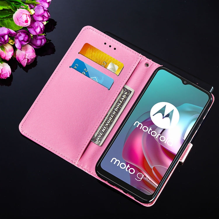 For Motorola Moto G30 / G10 / G10 Power Cross Texture Painting Pattern Horizontal Flip Leather Case with Holder & Card Slots & Wallet & Lanyard