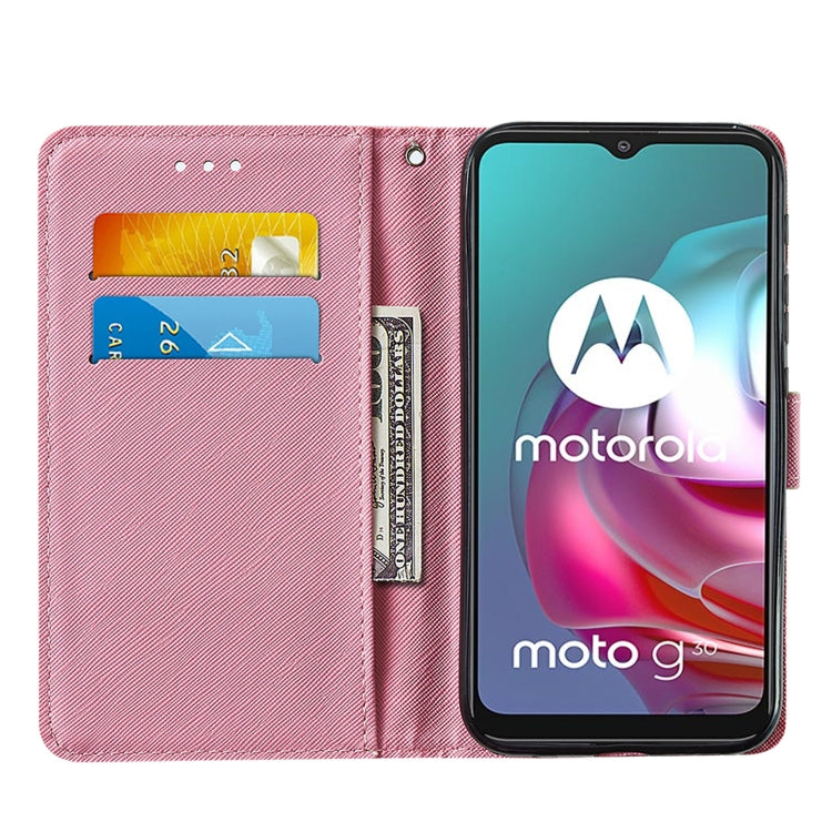 For Motorola Moto G30 / G10 / G10 Power Cross Texture Painting Pattern Horizontal Flip Leather Case with Holder & Card Slots & Wallet & Lanyard