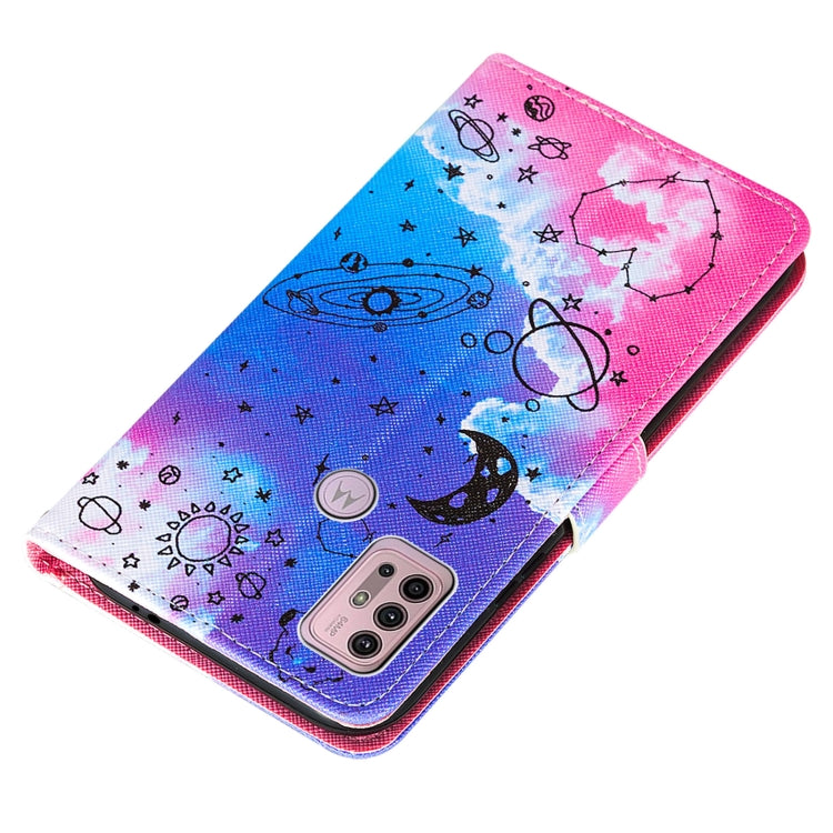 For Motorola Moto G30 / G10 / G10 Power Cross Texture Painting Pattern Horizontal Flip Leather Case with Holder & Card Slots & Wallet & Lanyard